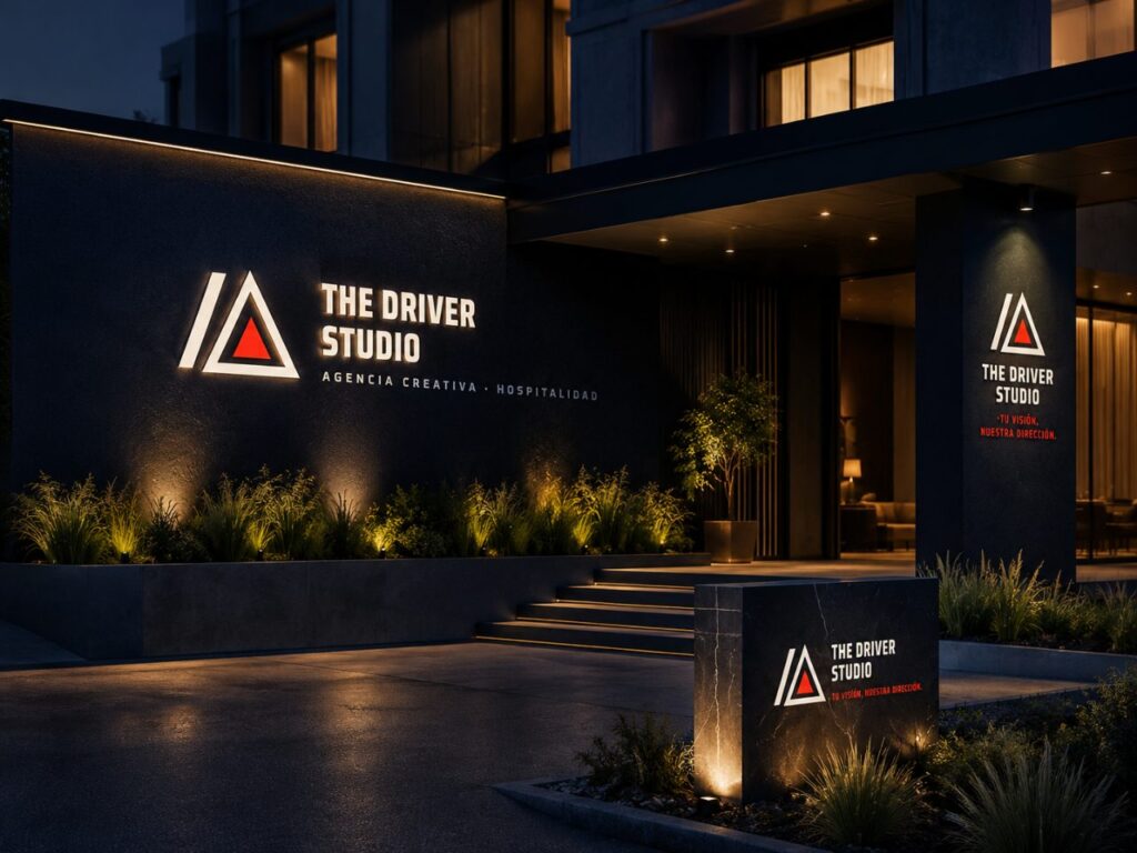 Fachada & acceso · exploración de marca The Driver Studio