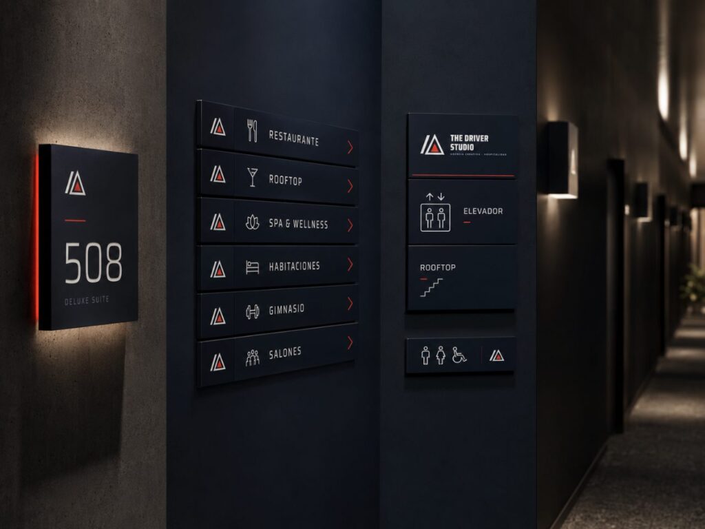 Señalética · exploración de marca The Driver Studio